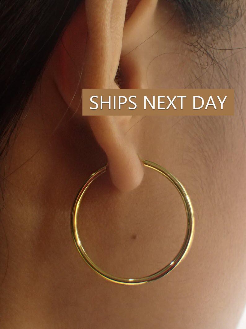 Minimalist Hoop Earrings, Bridal Earrings Gift for Her, Daily Wear Earrings for Women, 18K Gold Plated Hoop Earrings