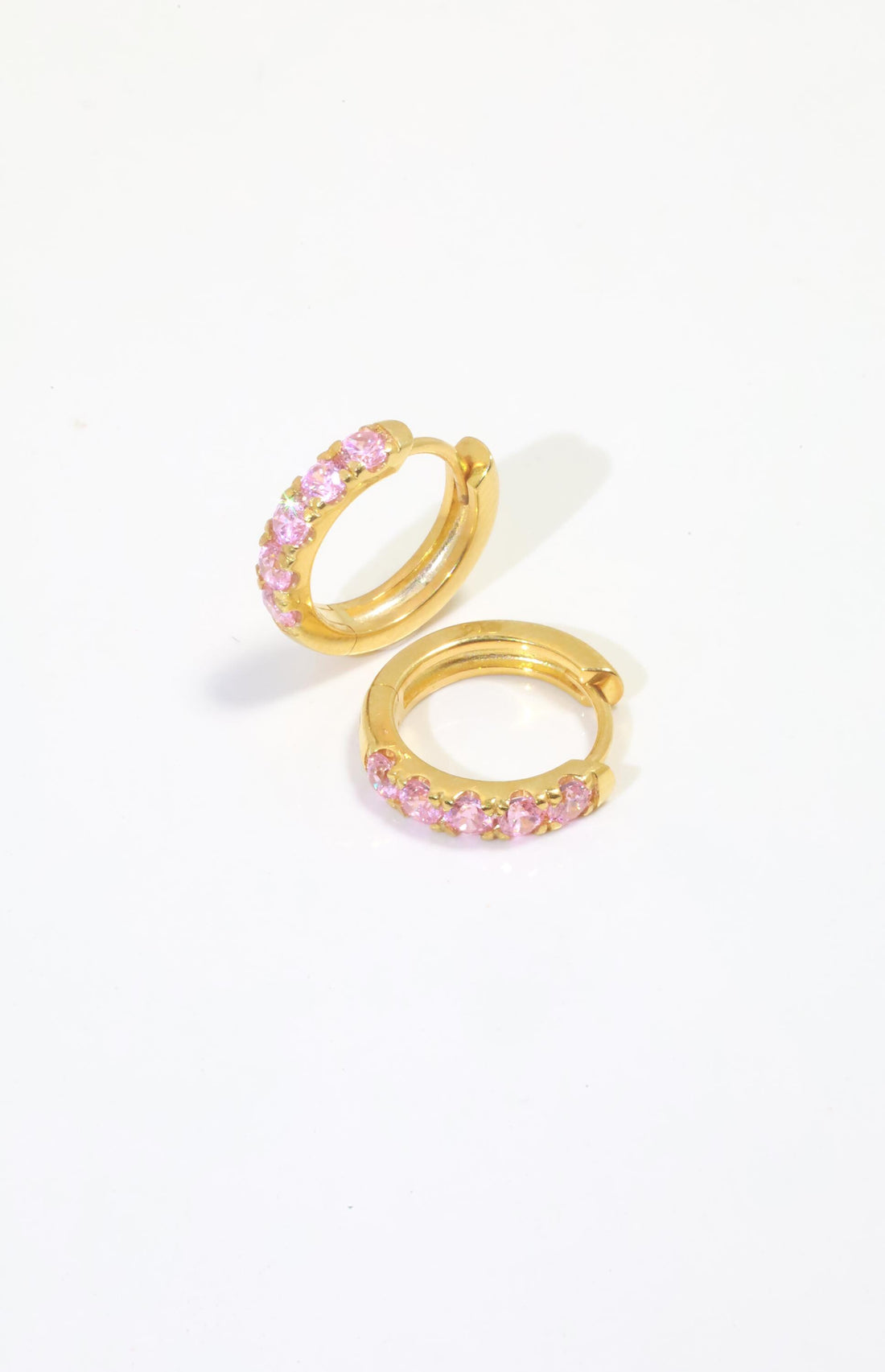 Five Stones Pink Sapphire Hoop Earring, September Birthstone Gifts, Huggie Hoops, Minimal Hoop Earring