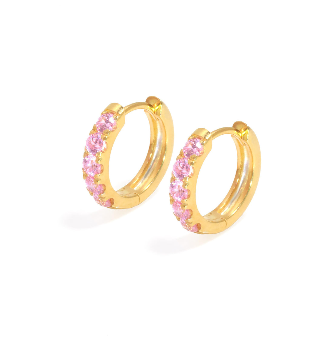 Five Stones Pink Sapphire Hoop Earring, September Birthstone Gifts, Huggie Hoops, Minimal Hoop Earring