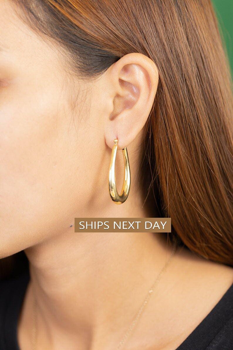 20 MM Minimalist Chunky Hoop Earrings, Minimalist Chunky Hoops, Thick Earring for Women, Plain Bold Hoops