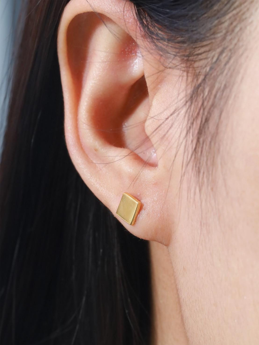 Dainty Square Plain Stud Earrings, Hypoallergenic Earrings, Bridal Earrings, 18K Gold Plated Earrings, Geometric Stacking Earrings
