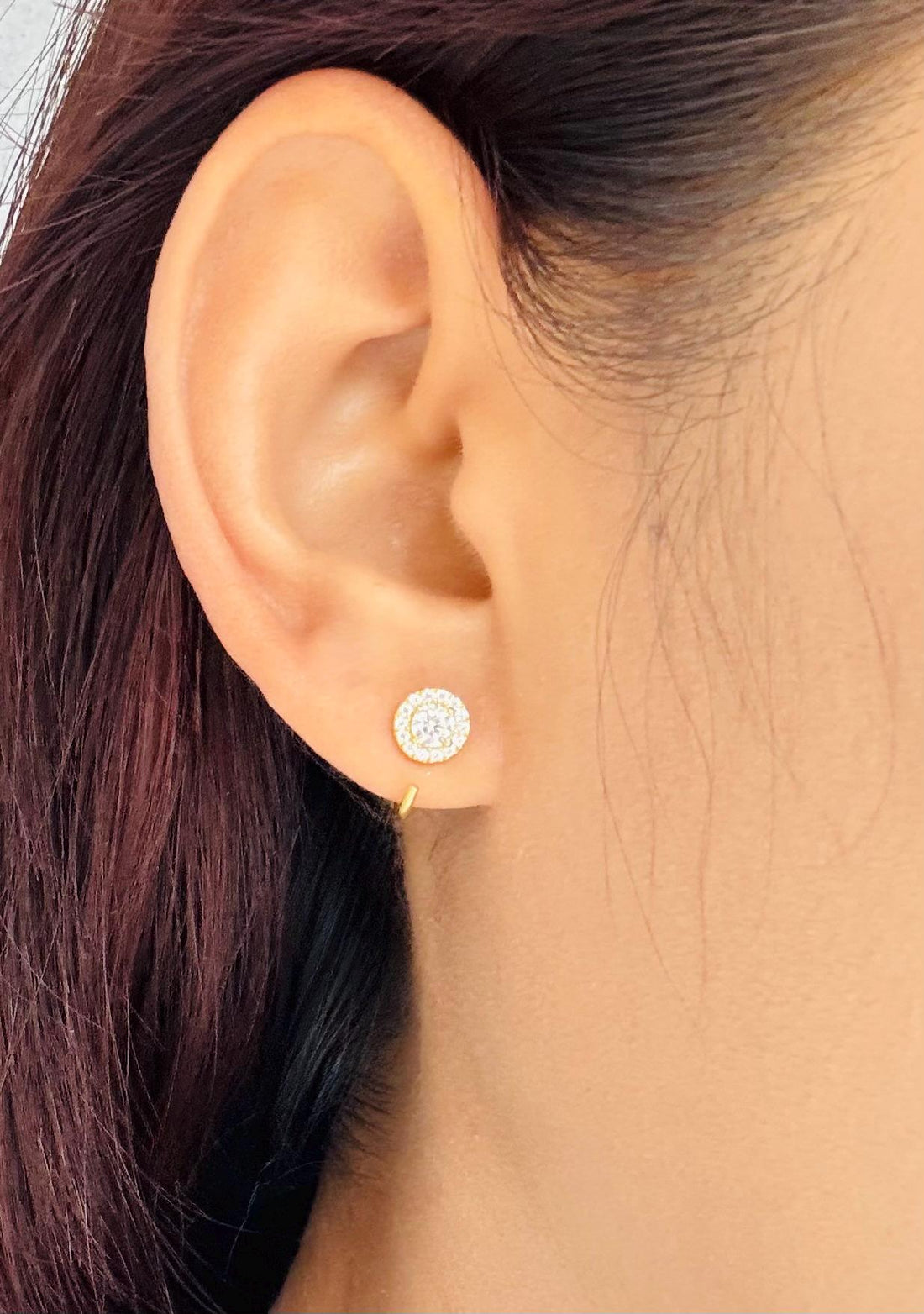 Diamond Halo Open Huggies Earrings Silver Diamond Halo Hoops Sparkly Halo Huggie Earrings Minimalist Diamond Halo Hoops Gift for Her