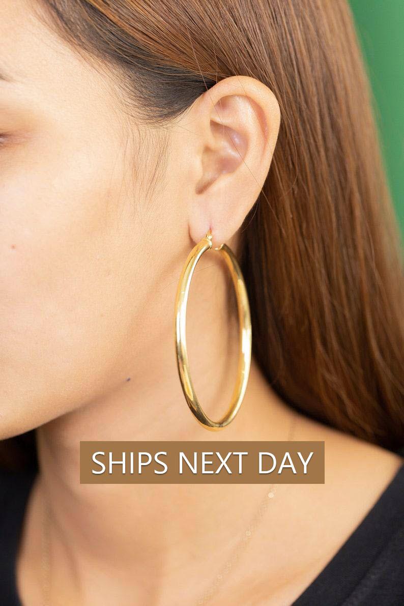 60mm Hoop Earrings, Large Hoop Earrings for Women, Statement Hoops, Classic Modern Hoop Earrings, Valentine's Day Gift