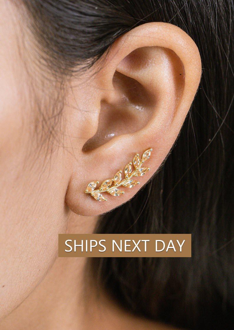 Citrine Earring Climber / Marquise Ear Crawlers Earrings / Ear Climber Earrings / Bridesmaid Gift / November Birthstones