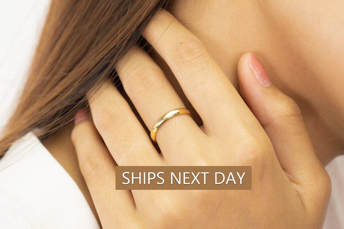 3mm Plain Wedding Band, Men's Women's Wedding Band, Simple Thin Plain Wedding Band, Rounded Wedding Band, Mother's Day Gift