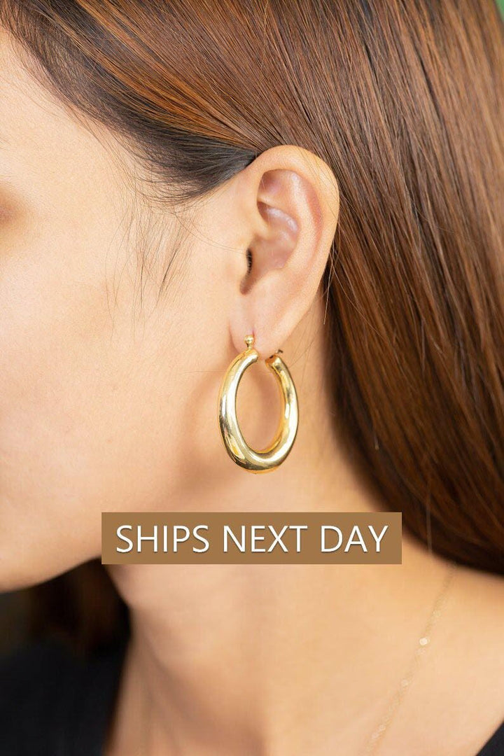 25 MM Chunk Hoops Earrings, Thick Earring for Women, Statement Hoop Earrings, Huge Hoops Earrings Gift for Her