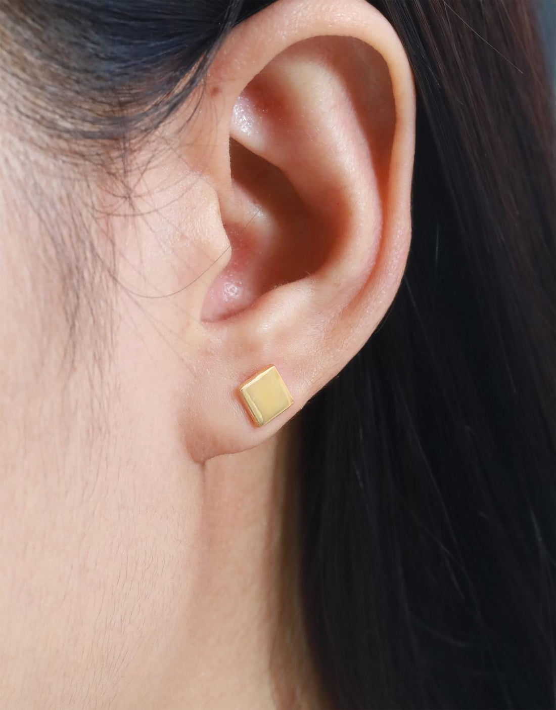 Dainty Square Plain Stud Earrings, Hypoallergenic Earrings, Bridal Earrings, 18K Gold Plated Earrings, Geometric Stacking Earrings