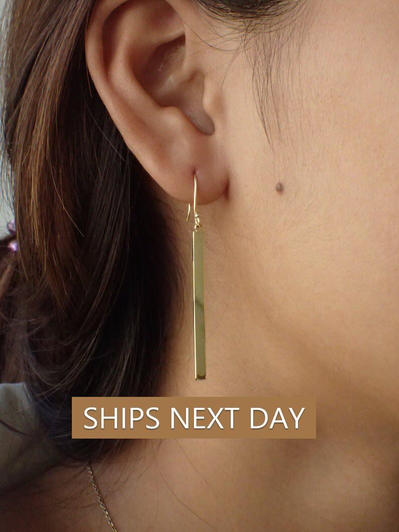 Dangle Bar Drop Earrings / Minimalist Bar Earrings / Skinny Bar Earrings Gift For Her / Wedding Gift / Bridesmaid Gift