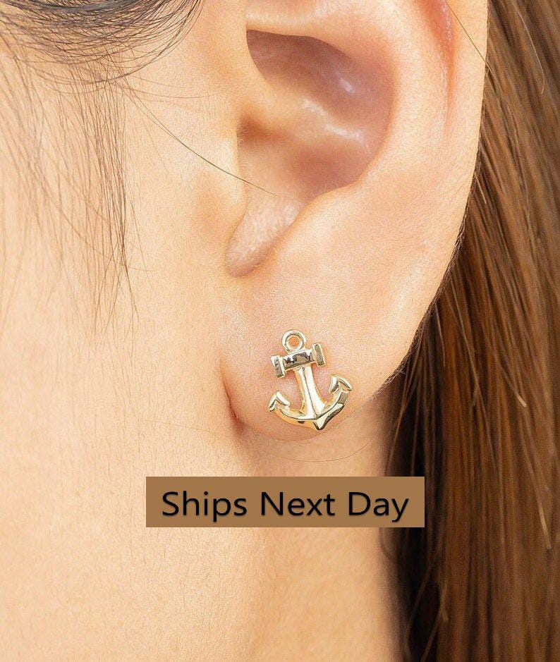 Anchor Stud Earrings, Anchor Earrings, Tiny Anchor Earrings, Minimalist Earrings for Women