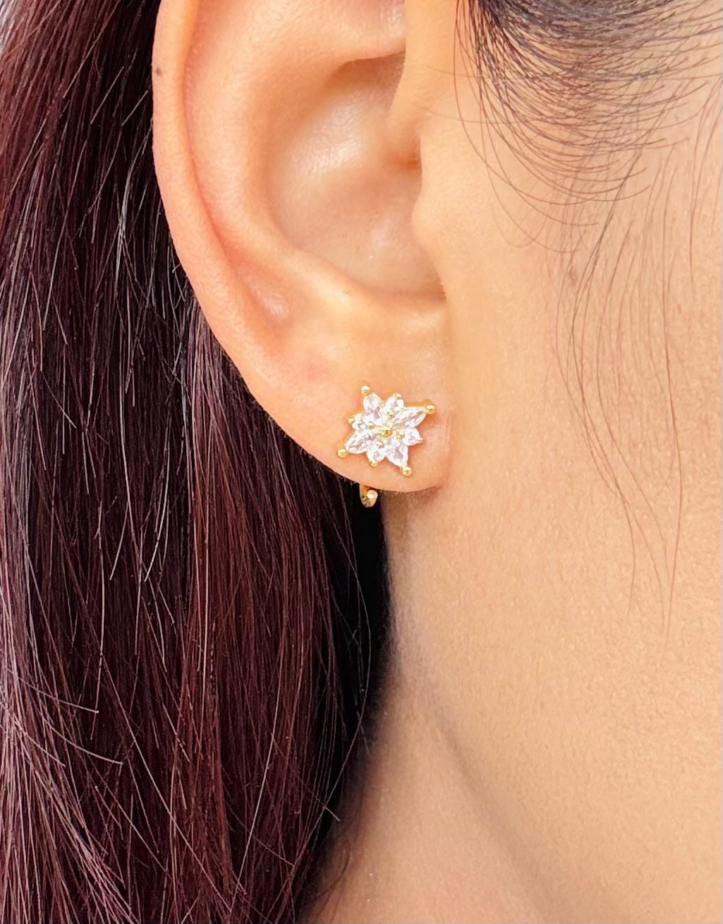 Sparkle Open Huggies Earrings 18K Gold Crystal Sparkle Hoop Earrings Silver Sparkly Hoop Earrings Elegant Sparkle Huggies