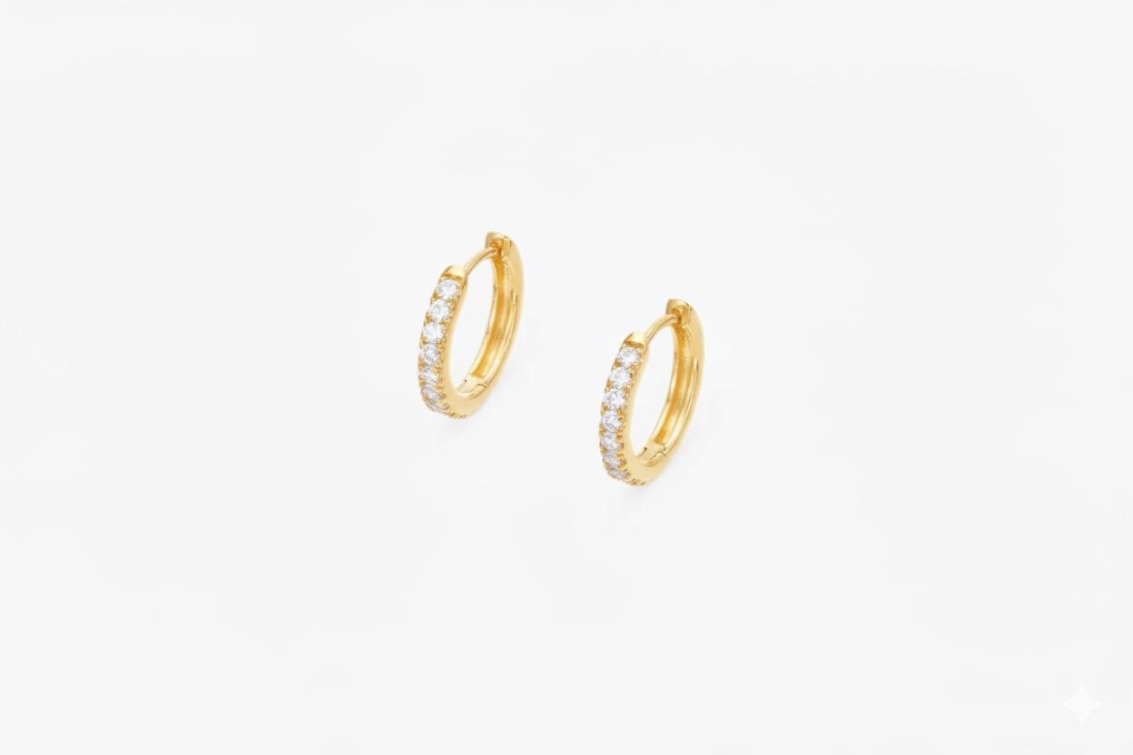 Diamonds Hoop Earrings, Huggies Earrings, Huggies Hoop Earrings, Minimal Hoop Earrings, In Stock