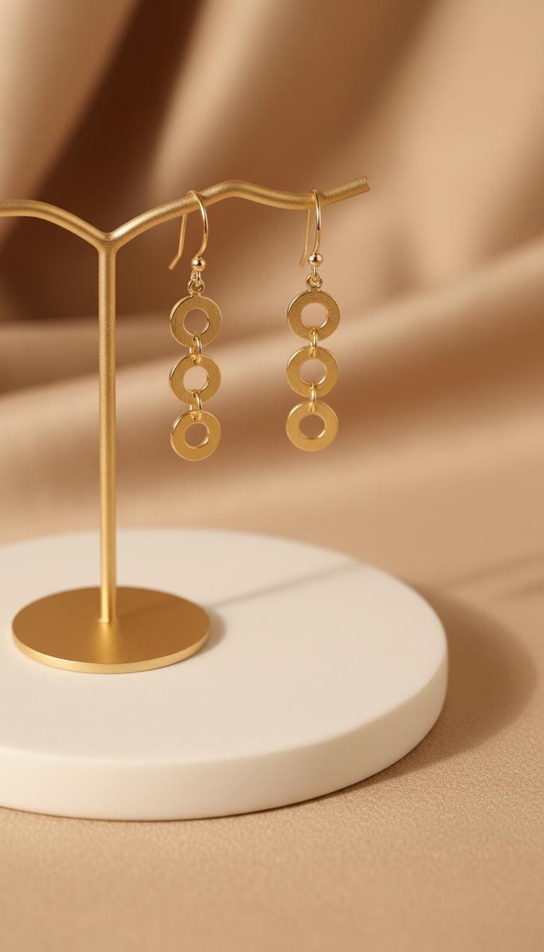 Dangle Drop Triple Circle Earrings, 925 Sterling Silver Circle Stud Earrings, Minimalist Dangle Drop Earrings, Valentine's Day Gift