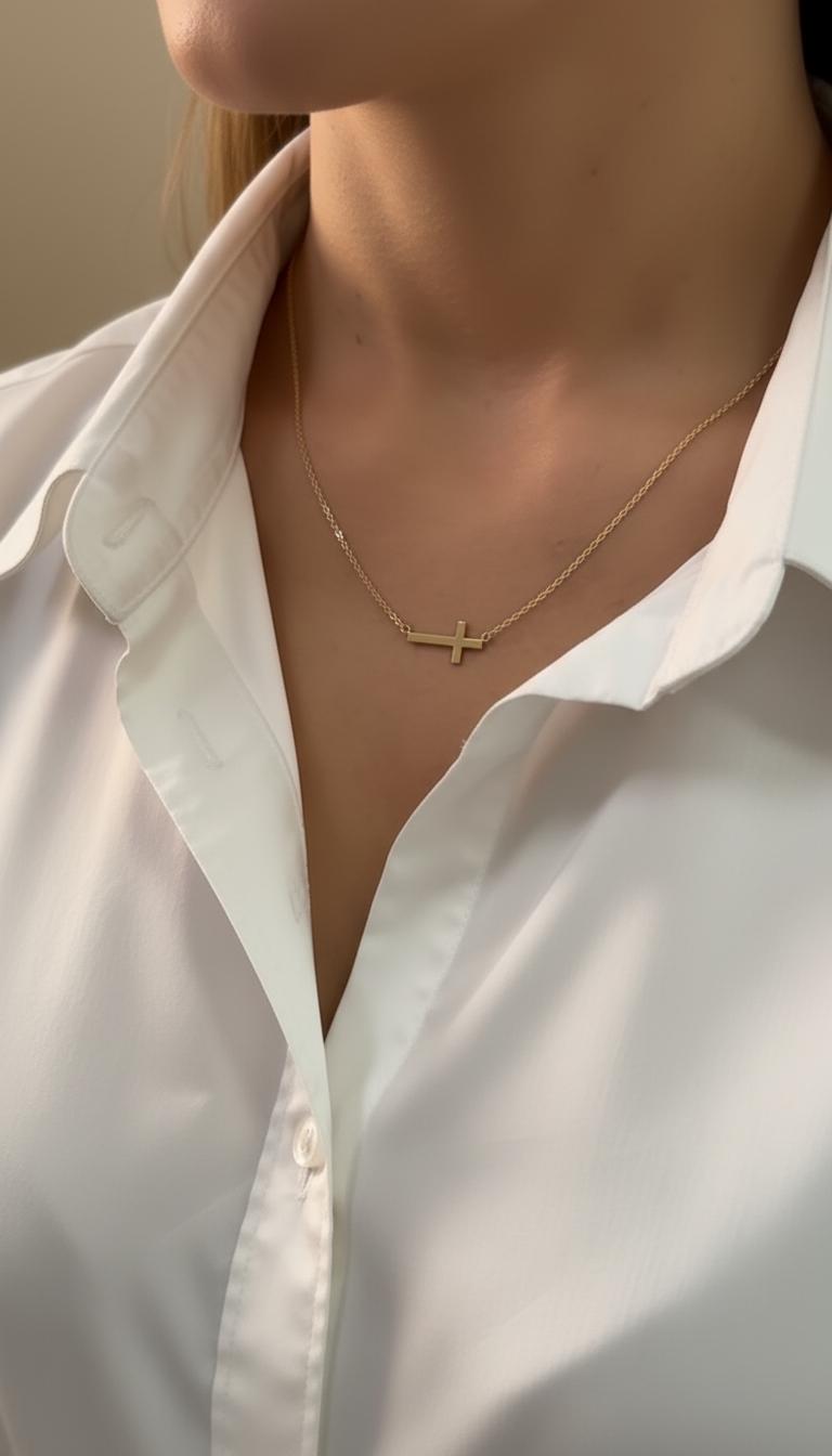Minimalist Cross Necklace Dainty Cross Charm Religious Necklace Gift for Her Small Gold Cross Necklace Christian Jewelry for Women