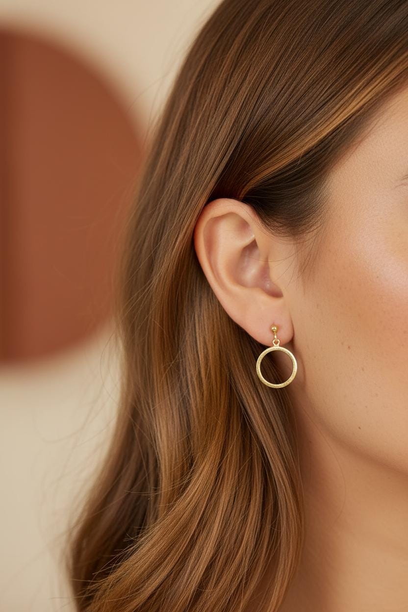 Open Circle Stud Earrings, Circle Drop Earrings, Dainty Stud Earrings, Minimalist Earrings Gift for Women