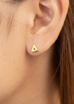 Tiny Open Triangle Stud Earrings, Sterling Silver Geometric Earrings, Minimalist Stacking Studs, Bridesmaid Gift for Her