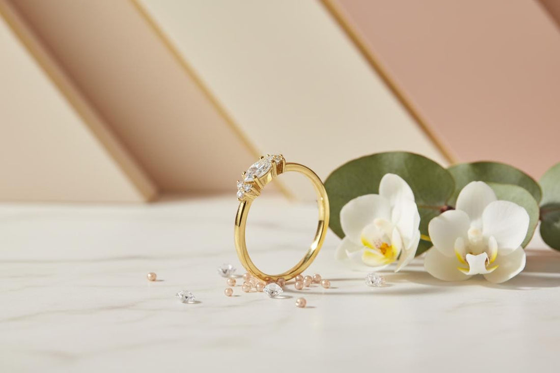 Minimalist Marquise Cut Gold Ring, 925 Sterling Silver Dainty Stacking Ring, Promise Ring Gift for Her