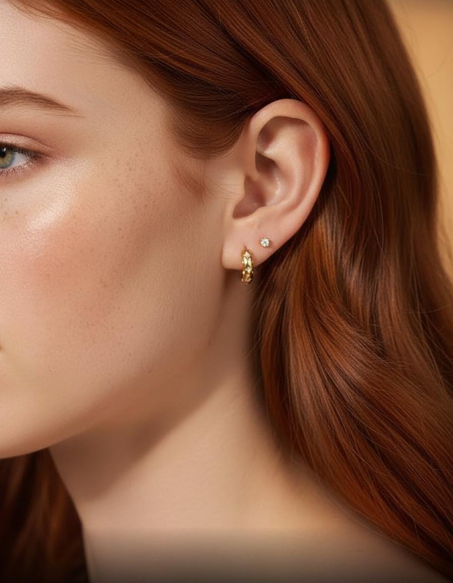 Celestial Huggie Hoop Earrings, 18K Gold Star Huggies for Women, Minimalist Hoop Earrings