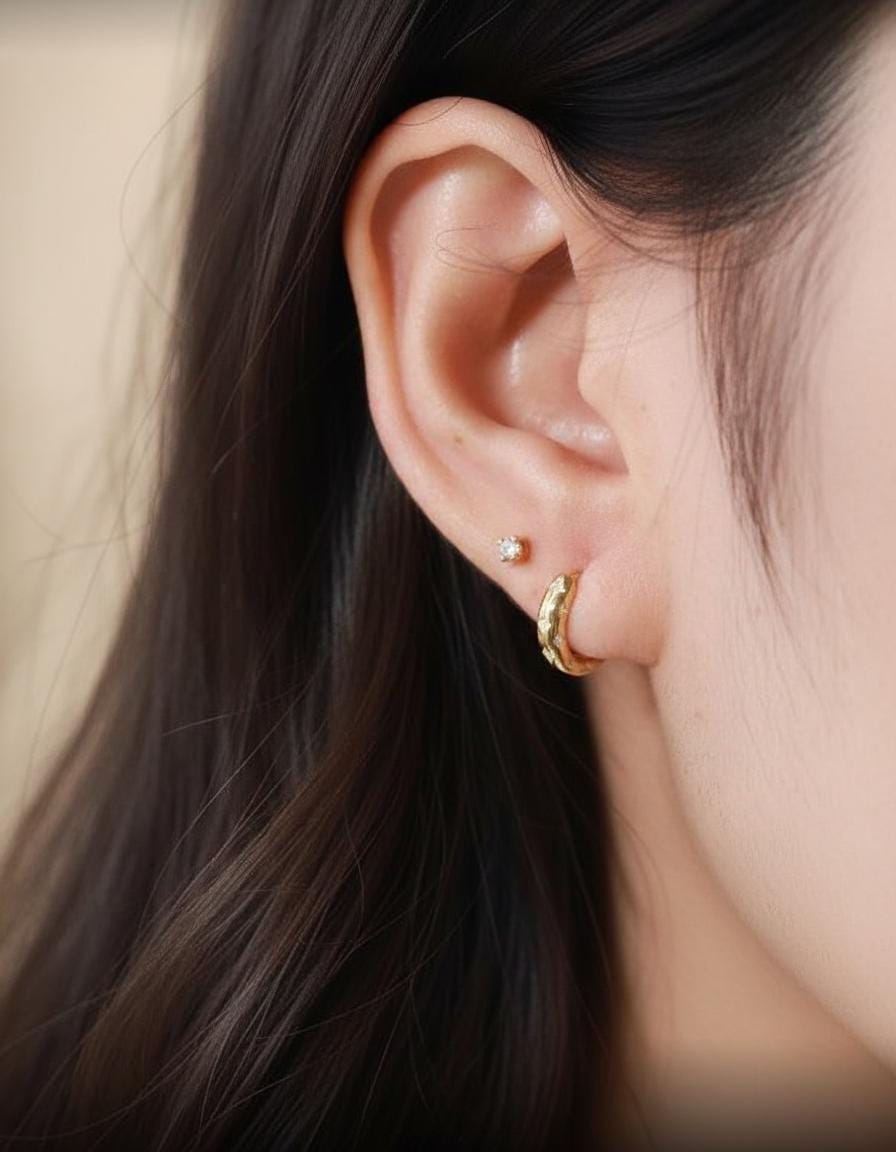 Celestial Huggie Hoop Earrings, 18K Gold Star Huggies for Women, Minimalist Hoop Earrings