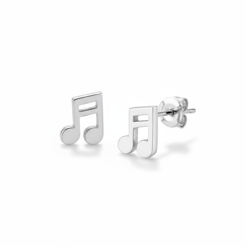 Semiquaver Music Note Stud Earrings Black Sixteenth Note Earrings Gift for Music Teacher Dainty Earrings for Music Lover Jewelry