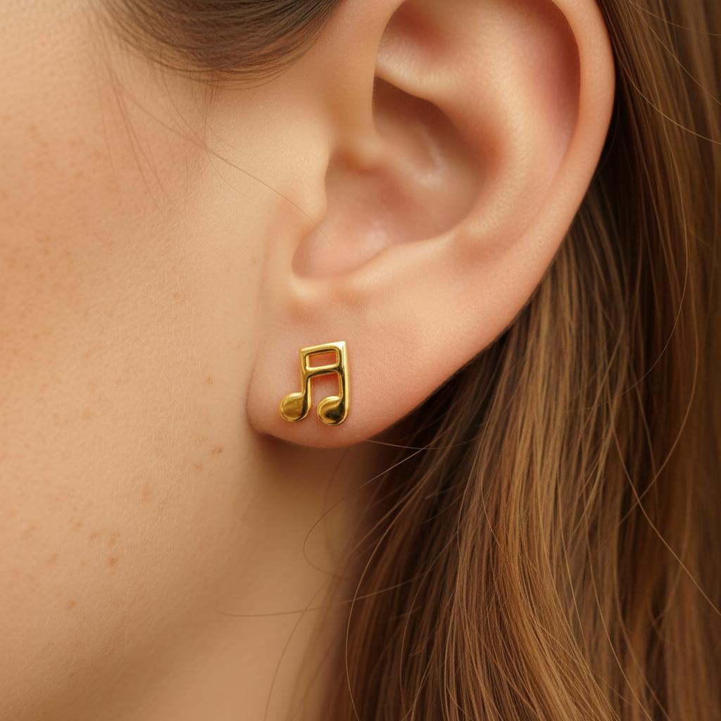Semiquaver Music Note Stud Earrings Black Sixteenth Note Earrings Gift for Music Teacher Dainty Earrings for Music Lover Jewelry