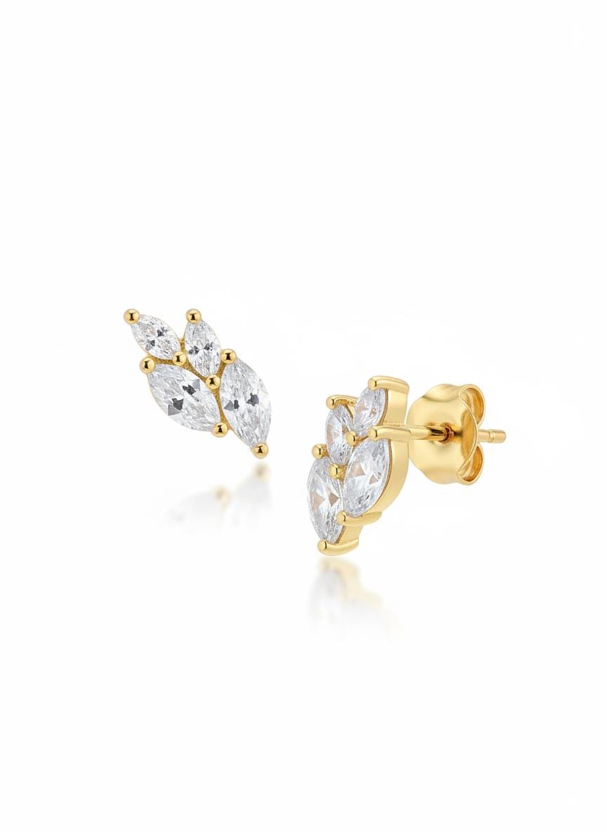 Marquise Studs Earrings / Mini Diamond Earrings / Minimalist Earrings / Bridesmaid Gift / Wedding Gift / In Stock