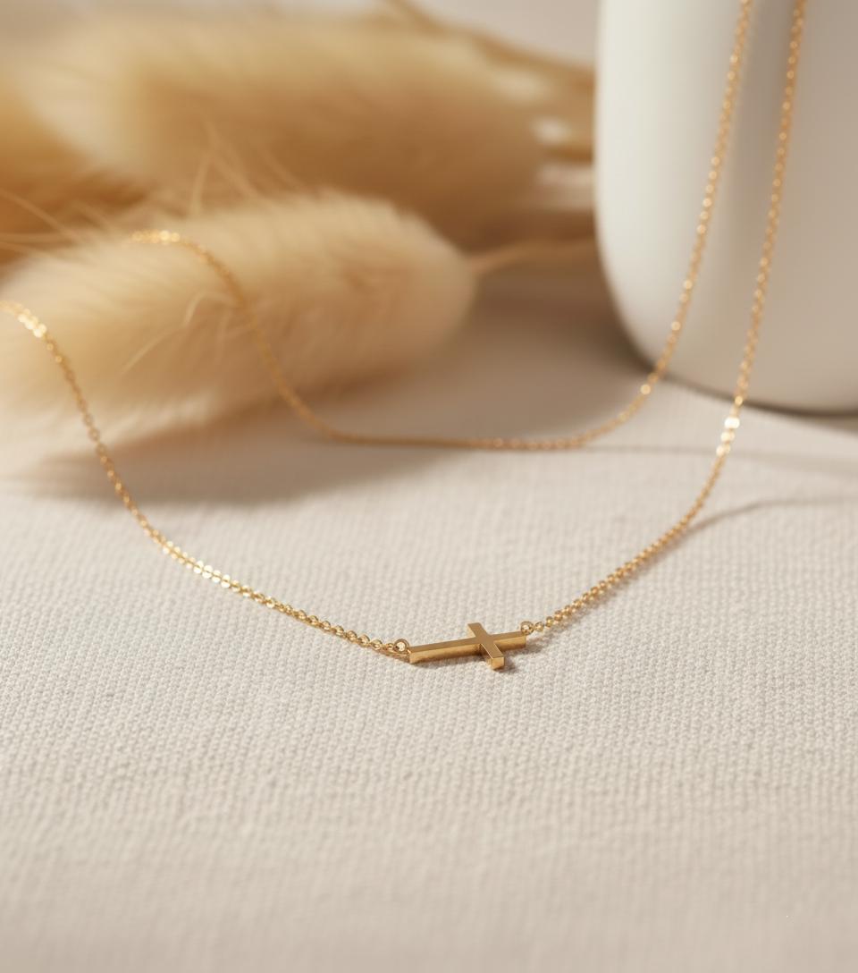 Minimalist Cross Necklace Dainty Cross Charm Religious Necklace Gift for Her Small Gold Cross Necklace Christian Jewelry for Women