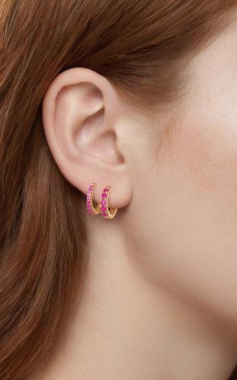 Ruby Hoop Earrings, July Birthstone Gifts, Huggies Hoop Earrings, Minimal Hoop Earrings, In Stock