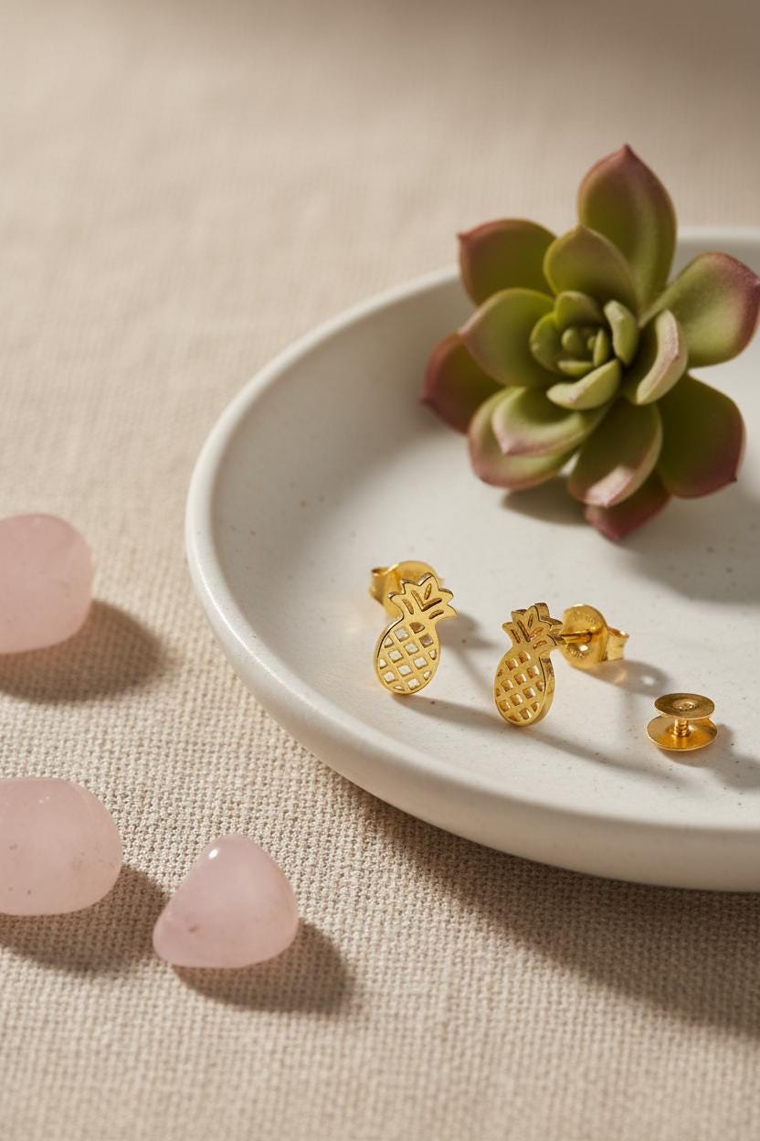 Pineapple Stud Earrings, Tiny Fruits Earrings, Delicate Summer Earrings for Women,  Adorable earrings, Last Minute Gifts