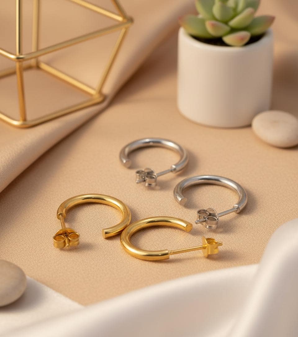 Hoop Earrings / Stud Hoops Earrings / Hollow Earrings / Minimalist Hoop Earrings Gift for Her / In Stock