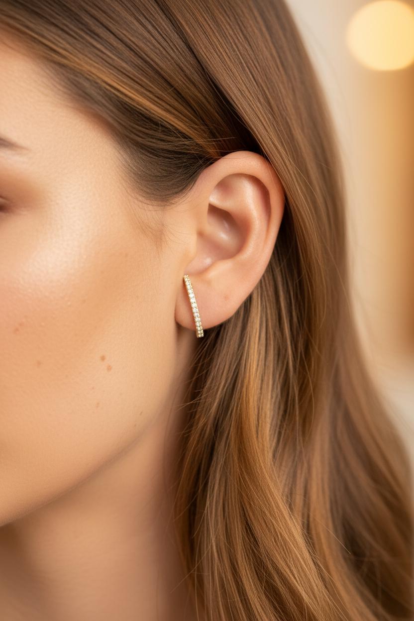 Tanzanite Ear Lobe Cuff Earrings, Dainty Suspender Earrings, Dainty Stud Lobe Cuff, Minimalist Earrings Gift For Women, Last Minute Gifts