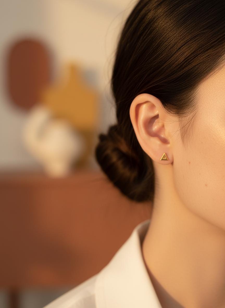 Tiny Open Triangle Stud Earrings, Sterling Silver Geometric Earrings, Minimalist Stacking Studs, Bridesmaid Gift for Her