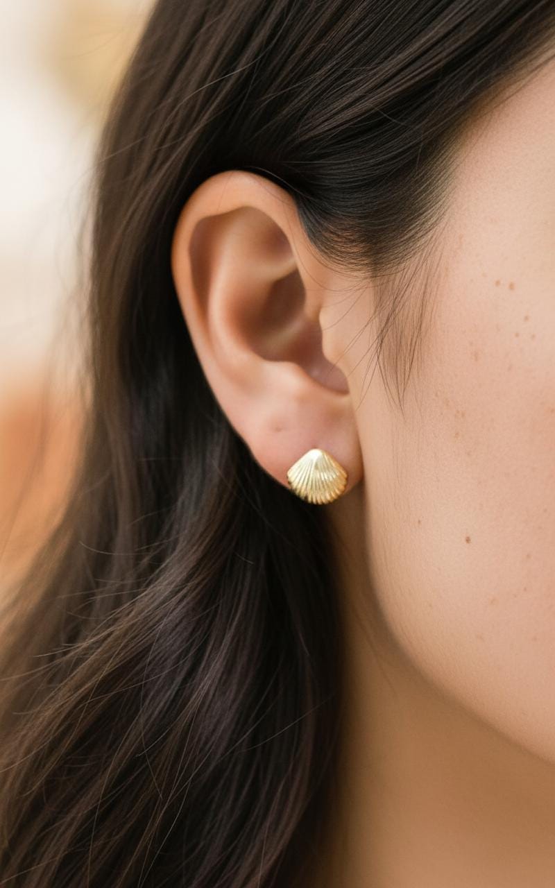 Shell Stud Earrings, Sea Shell Stud Earrings, Ocean Stud Earrings, Tiny Shell Earrings for Women, Valentine's Day Gift