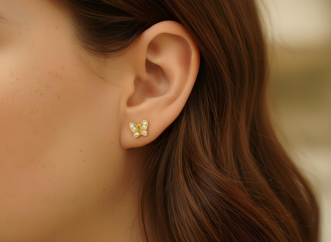 Butterfly Stud Earrings, Stackable Butterfly Earrings, Delicate Butterfly Earrings Gift for Women, Best Friend Gift, In Stock