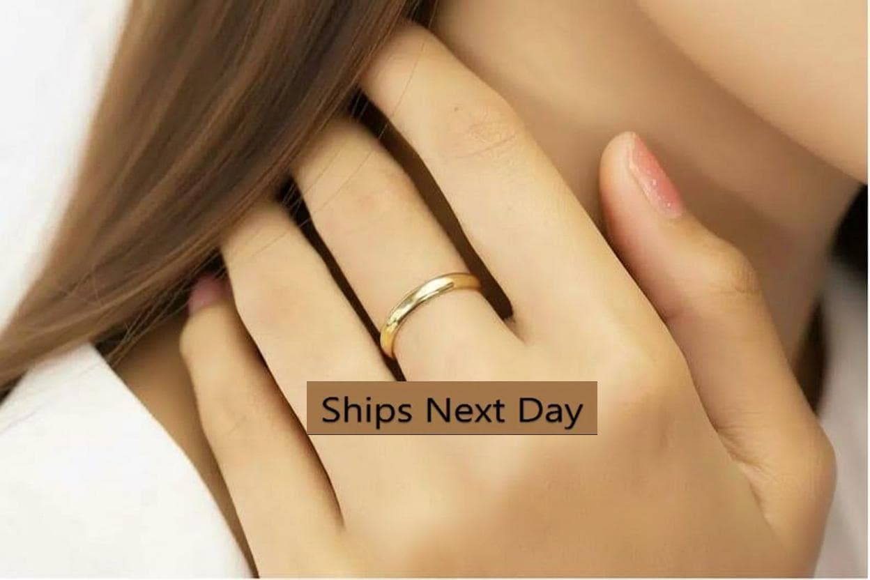 3mm Plain Wedding Band, Men's Women's Wedding Band, Simple Thin Plain Wedding Band, Rounded Wedding Band, Mother's Day Gift