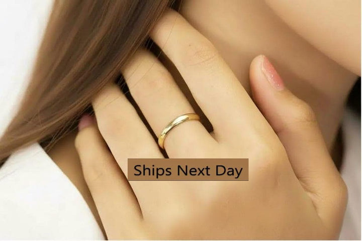 3mm Plain Wedding Band, Men's Women's Wedding Band, Simple Thin Plain Wedding Band, Rounded Wedding Band, Mother's Day Gift