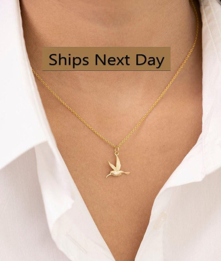 Humming Bird Pendent Necklace, Dainty Bird Necklace, Tiny Bird Necklace, Tropical Bird Jewelry, Christmas Jewelry Gift