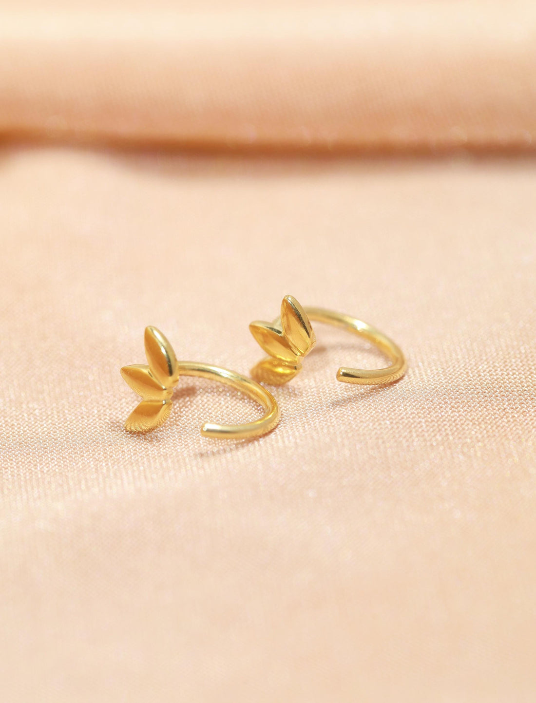 Marquise Open Huggies Earrings 18K Gold Flower Hoop Earrings Silver Huggie Hoops Minimalist Floral Hoops Small Hoop Earrings
