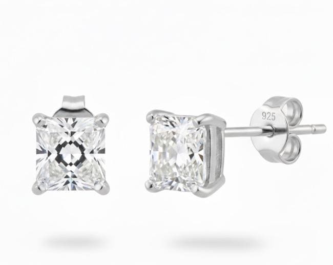 Princess Cut Solitaire Earrings, Princess Cut Studs, Diamond Stud Earrings, Square Studs Earring, Classic Earrings