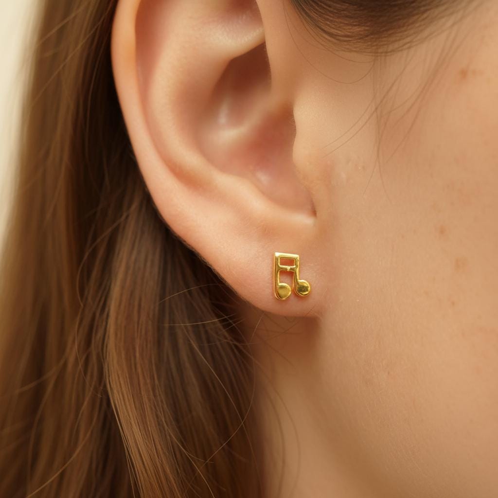 Semiquaver Music Note Stud Earrings Black Sixteenth Note Earrings Gift for Music Teacher Dainty Earrings for Music Lover Jewelry