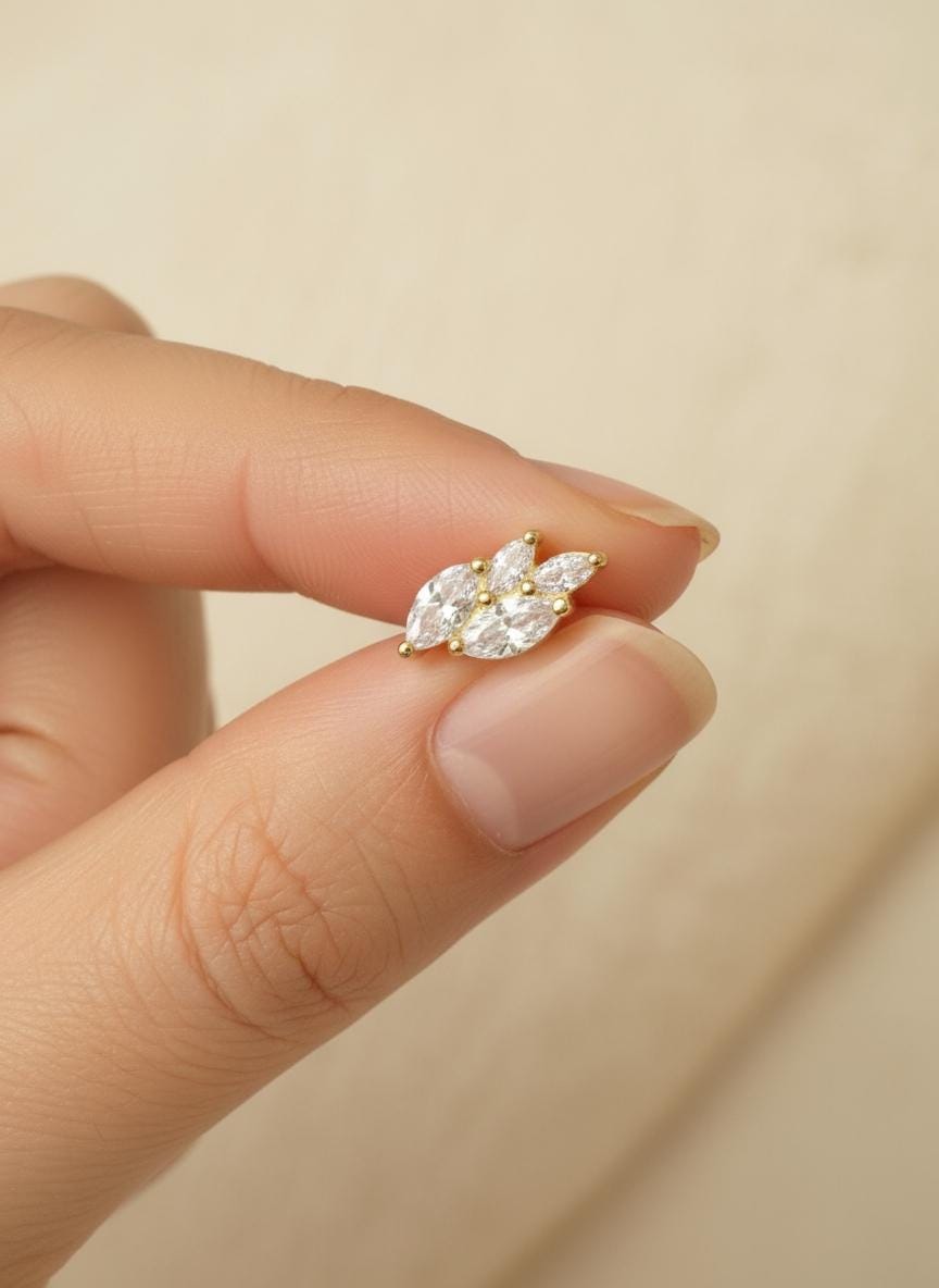 Marquise Studs Earrings / Mini Diamond Earrings / Minimalist Earrings / Bridesmaid Gift / Wedding Gift / In Stock
