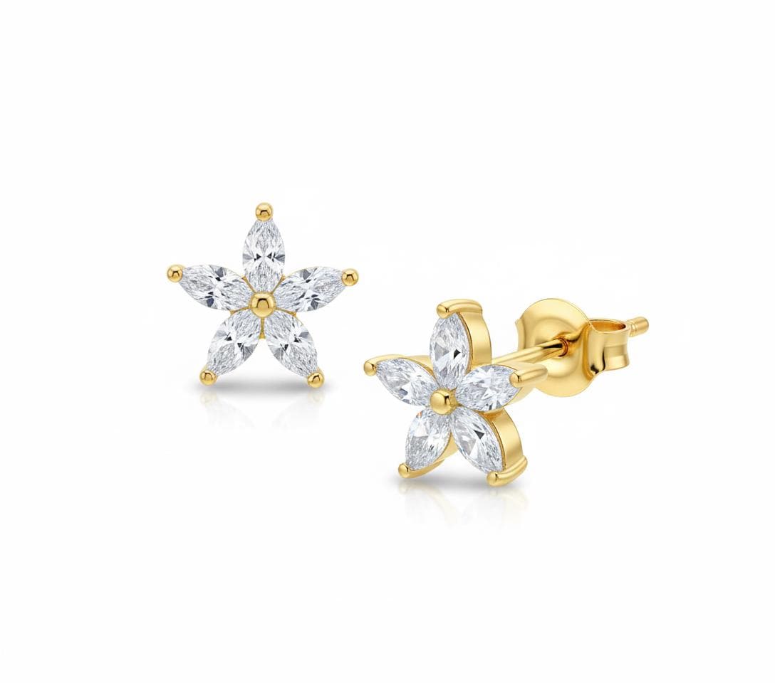 Marquise Stud Earrings / Marquise Cut Diamo2nd Earrings / Minimalist Flower Earrings / Bridesmaid Gifts / Holiday Gift for Her