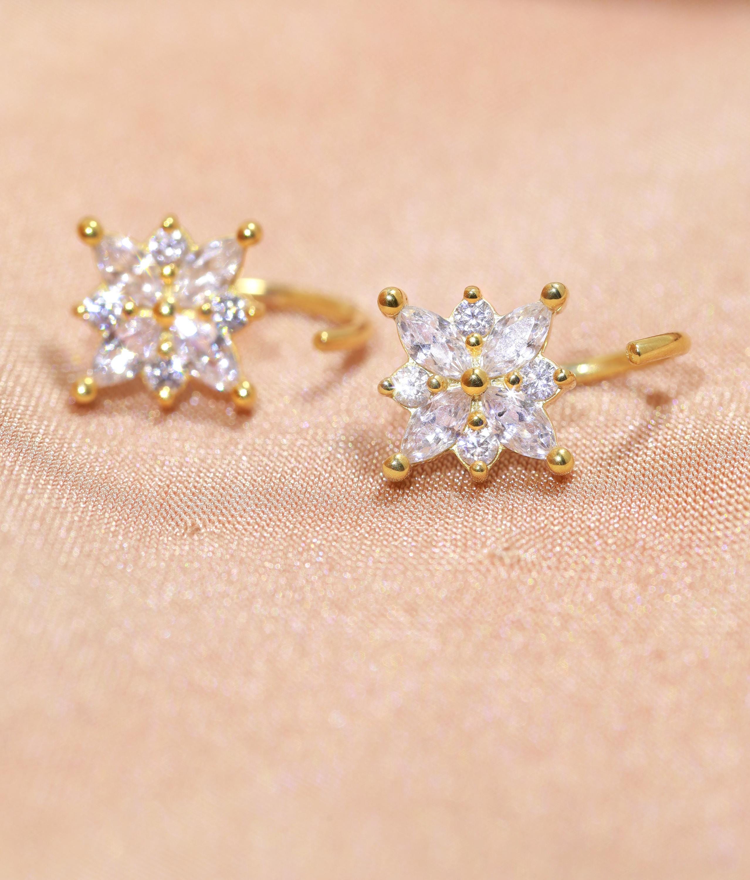 Sparkle Open Huggies Earrings 18K Gold Crystal Sparkle Hoop Earrings Silver Sparkly Hoop Earrings Elegant Sparkle Huggies