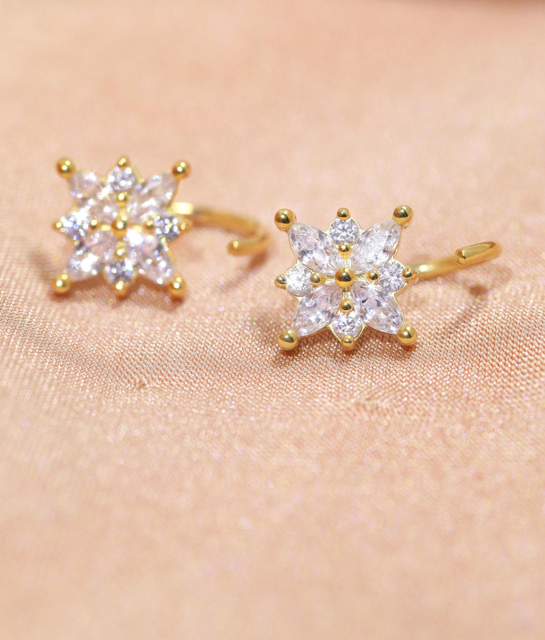 Sparkle Open Huggies Earrings 18K Gold Crystal Sparkle Hoop Earrings Silver Sparkly Hoop Earrings Elegant Sparkle Huggies