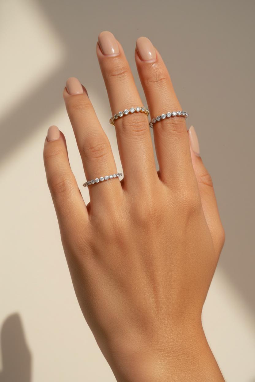 Moissanite Wedding Band, Single Prong Moissanite Stackable Ring, 1.8mm 2.0mm 2.2mm Moissanite Matching Ring, Gift for Her