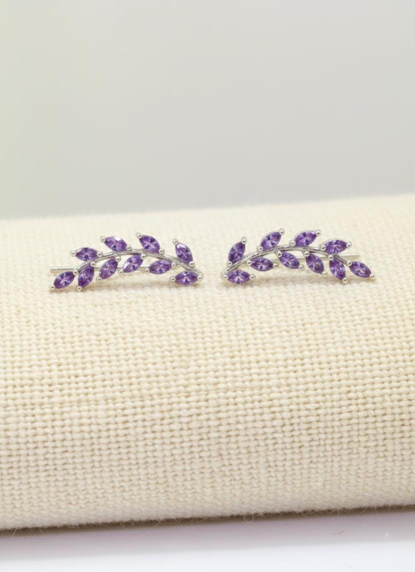 Amethyst Earring Climber / Ear Crawlers Earrings / Marquise Ear Climber Earrings / Bridesmaid Gift / February Birthstones / In Stock
