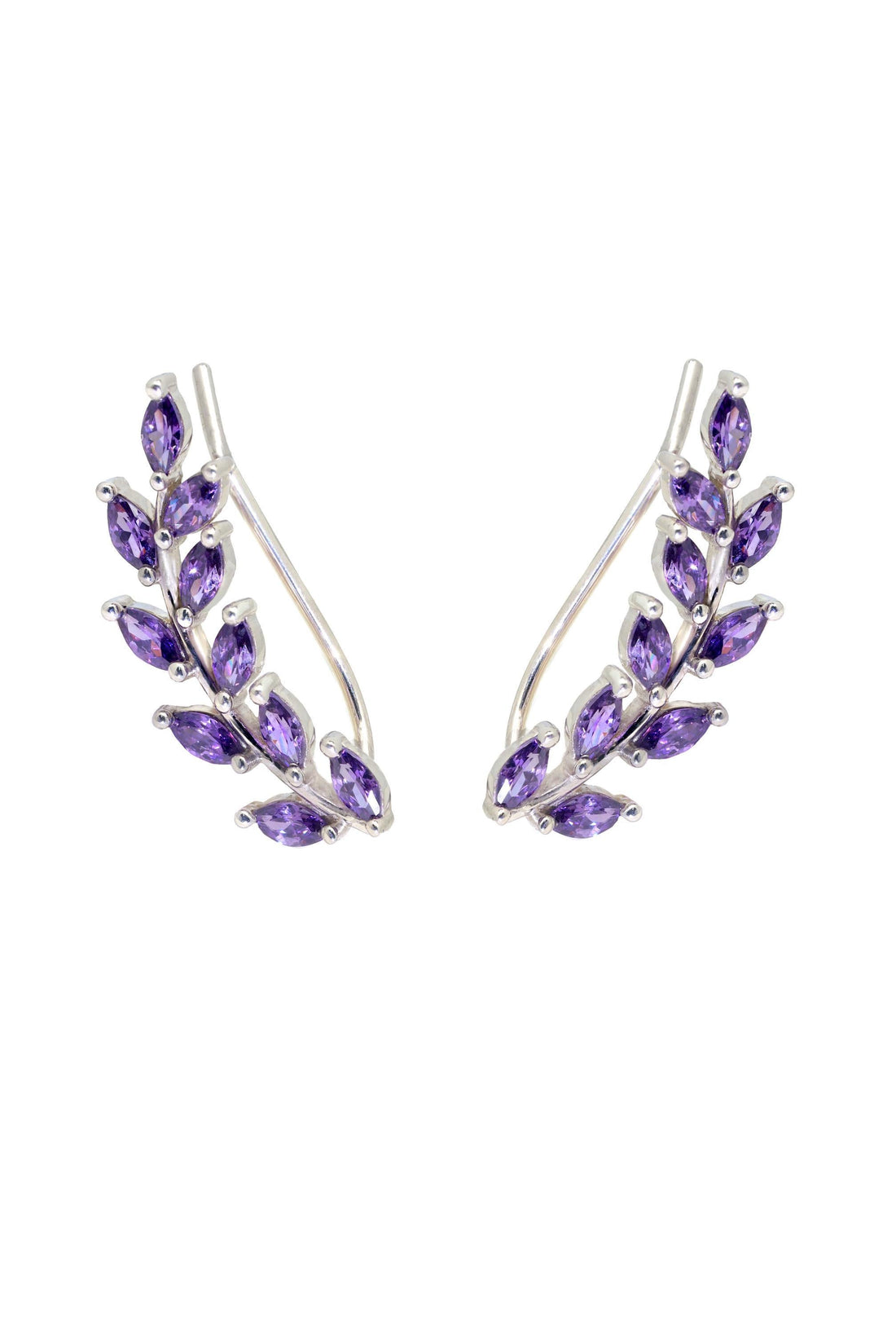 Amethyst Earring Climber / Ear Crawlers Earrings / Marquise Ear Climber Earrings / Bridesmaid Gift / February Birthstones / In Stock