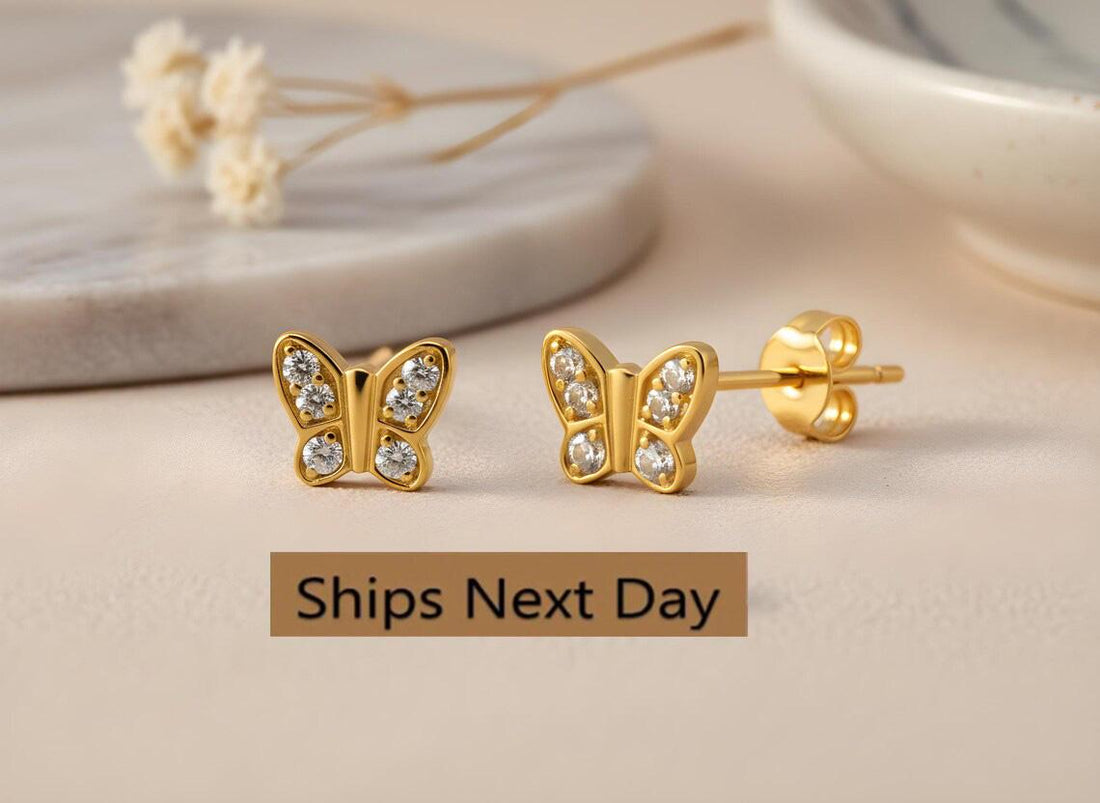 Butterfly Stud Earrings, Stackable Butterfly Earrings, Delicate Butterfly Earrings Gift for Women, Best Friend Gift, In Stock