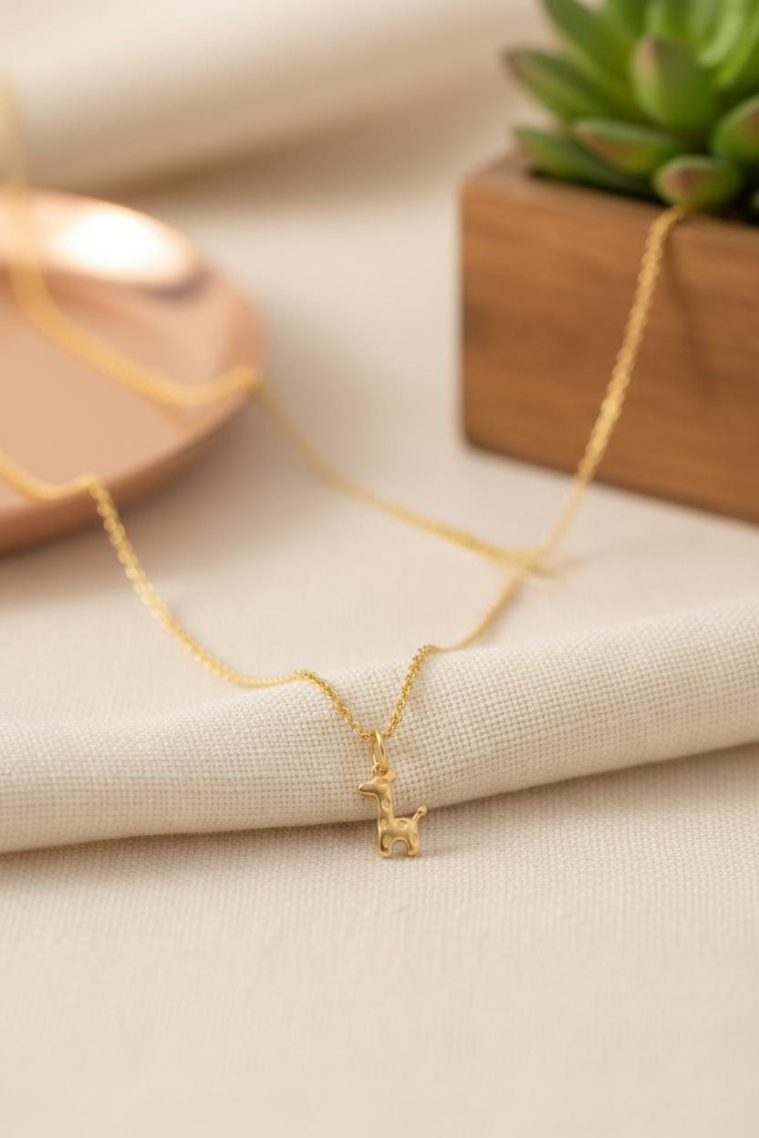 Giraffe Pendant Necklace, Giraffe Charm, Minimalist Giraffe Necklace Gift for Women, Gift for Animal Lover, Animal Jewelry