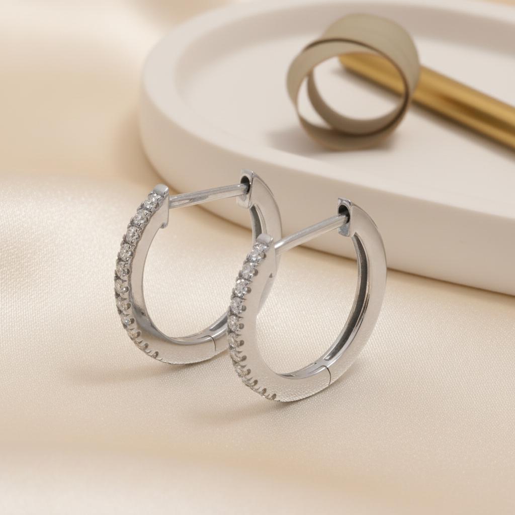 10mm Moissanite Huggie Hoop Earrings, 18K Gold Everyday Earrings for Women, Minimalist Hoop Earrings, Wedding Earrings