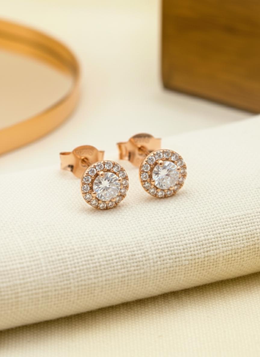 Minimalist Halo Stud Earrings / Diamonds Halo Earrings / Minimalist Earrings / Classic Earrings / Bridesmaid Gift / Valentine's Day Gift